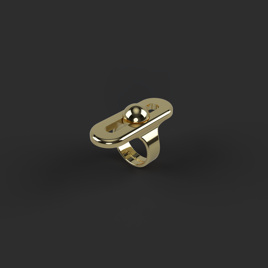 Oval Deep Breathing Fidget Ring - Yellow Gold