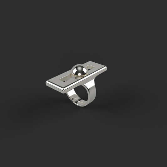 Square Deep Breathing Fidget Ring - Silver