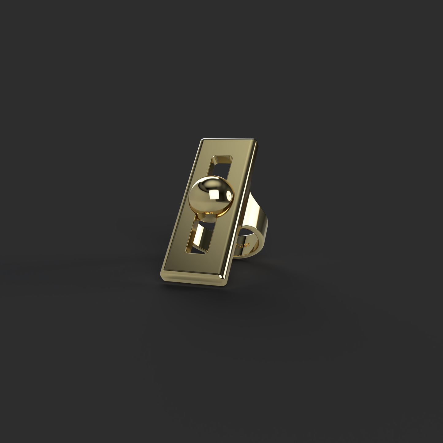 Square Deep Breathing Fidget Ring - Yellow Gold